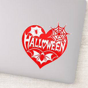Sticker Cœur d'Halloween, Forme de cœur rouge, Toile d'ara