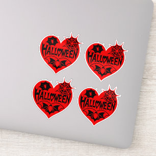 Sticker Cœur d'Halloween, Forme de cœur rouge, Toile d'ara