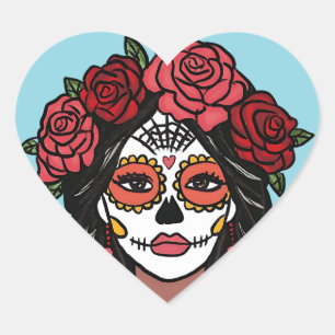 Sticker Cœur Día de Muertos Jour du Coeur Morte