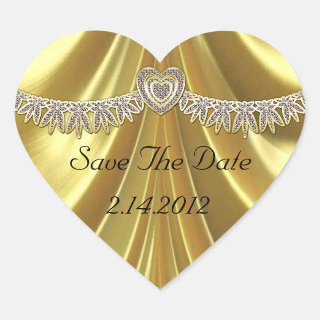 Sticker Cœur Diamant Fleurette & Satin Gold (Devant)