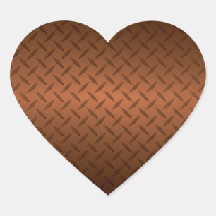 Sticker Cœur Diamondplate Look Motif noir à fond de cuivre