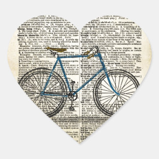 Sticker Cœur DICTIONARY Art Imprimer Bleu Vélo Vintage
