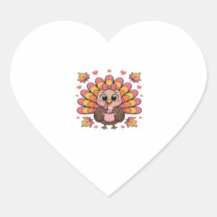 Sticker Cœur dinde de thanksgiving kawaii rose T-Shirt Classiqu