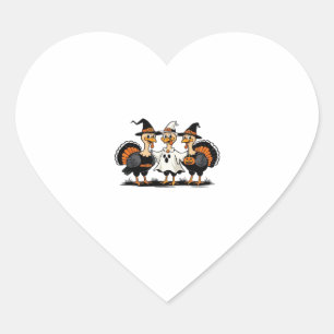 Sticker Cœur Dinde Halloween Boo, Dinde de Thanksgiving, Épouva