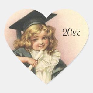 Sticker Cœur Diplôme vintage doux de diplômé d'obtention du