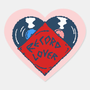 Sticker Cœur disque de musique amateur d'art pop coeur vintage 