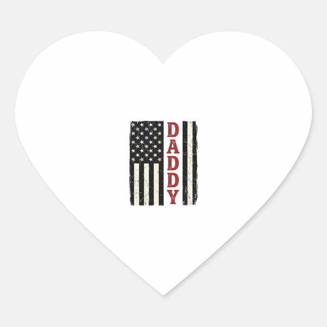 Sticker Cœur Distressed Daddy American Flag Shirt Design_1 (Devant)