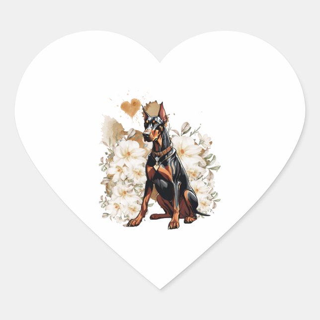 Sticker Cœur Doberman Oreille Naturel Un Cadeau Pour Doberman A (Devant)
