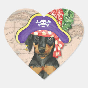 Sticker Cœur Doberman Pinscher Pirate