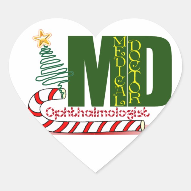Sticker Cœur DOCTEUR de DM de JOYEUX NOËL d'OPHTALMOLOGUE (Devant)
