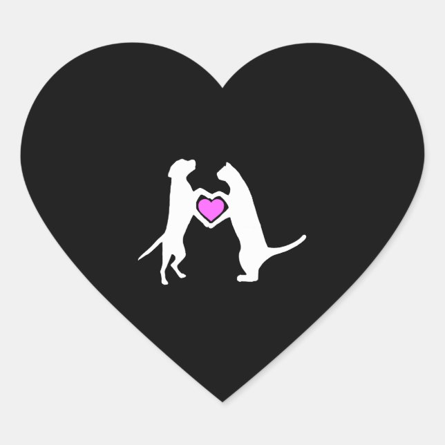 Sticker Cœur Dog Cat (Devant)
