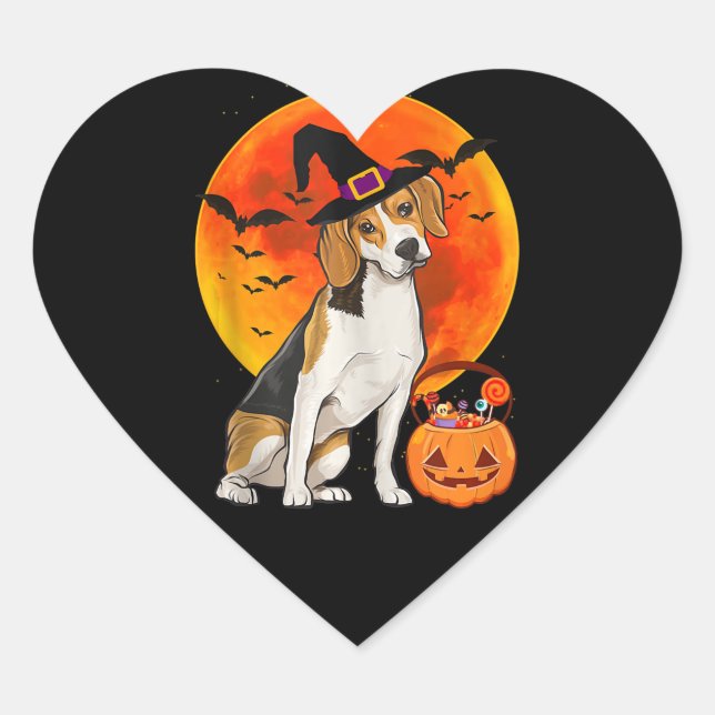 Sticker Cœur Dog Halloween Beagle Jack O (Devant)