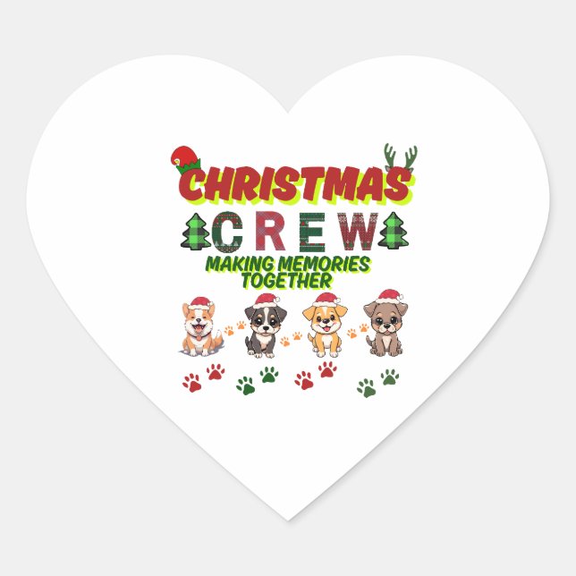 Sticker Cœur Dog Lover Christmas Family-Christmas crew dogs  (Devant)