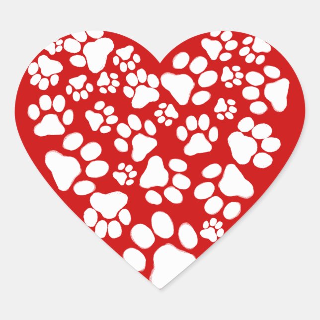 Sticker Cœur Dog Paw Prints Valentine Heart (Devant)