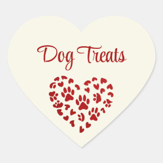 Sticker Cœur Dog Treats, Red Hearts & Paws, Customizable