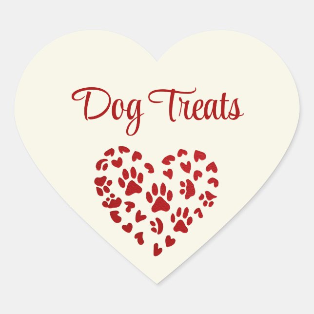 Sticker Cœur Dog Treats, Red Hearts & Paws, Customizable (Devant)