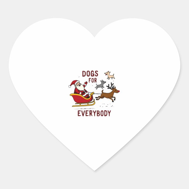 Sticker Cœur Dogs For Everybody Santa Funny Christmas Xmas (Devant)