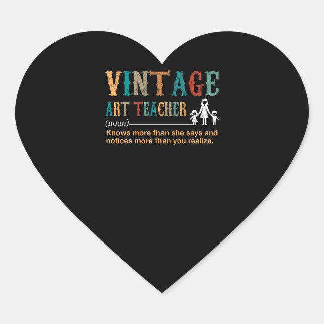 Sticker Cœur Don de l'enseignant | Professeur d'art Vintage (Devant)