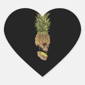 Sticker Cœur Don d'été d'ananas au crâne hawaïen