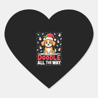 Sticker Cœur Doodle All The Way Funny Goldendoodle Santa Hat Ch