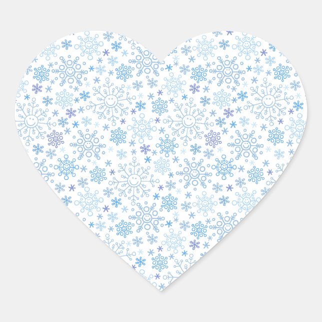 Sticker Cœur Doodle Flocon de neige sur un arrière - plan blanc (Devant)