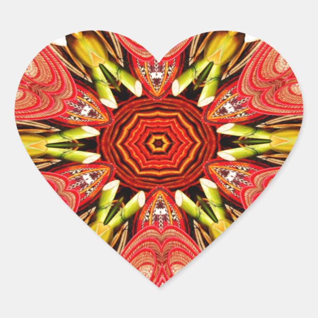 Sticker Cœur Doodle Floral Art Imprimer (Devant)