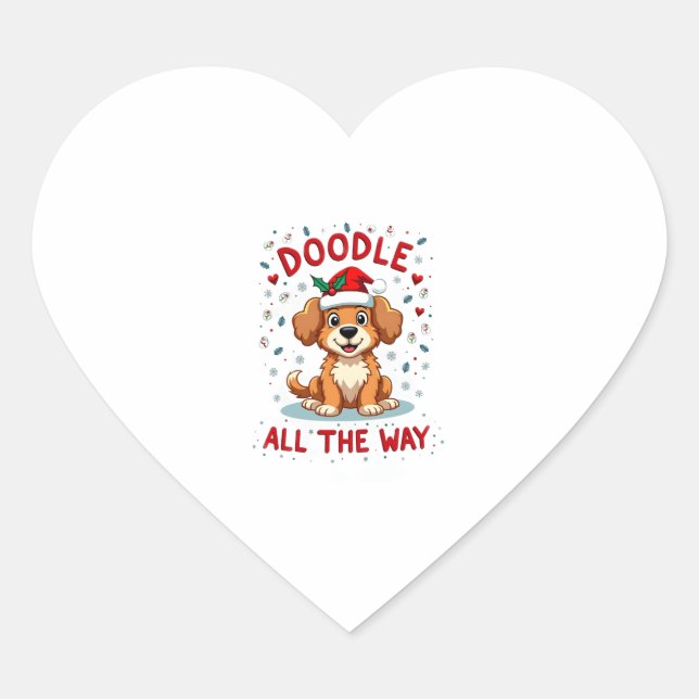 Sticker Cœur Doodle tout au long de la voie Funny Goldendoodle  (Devant)