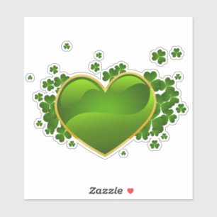Sticker Coeur doré avec chevalet Shamrock