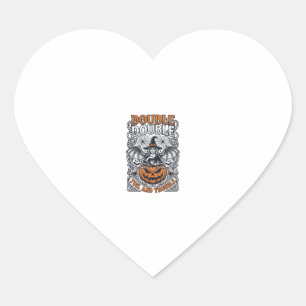 Sticker Cœur Double peine Malheur Sorcière Citrouille Halloween