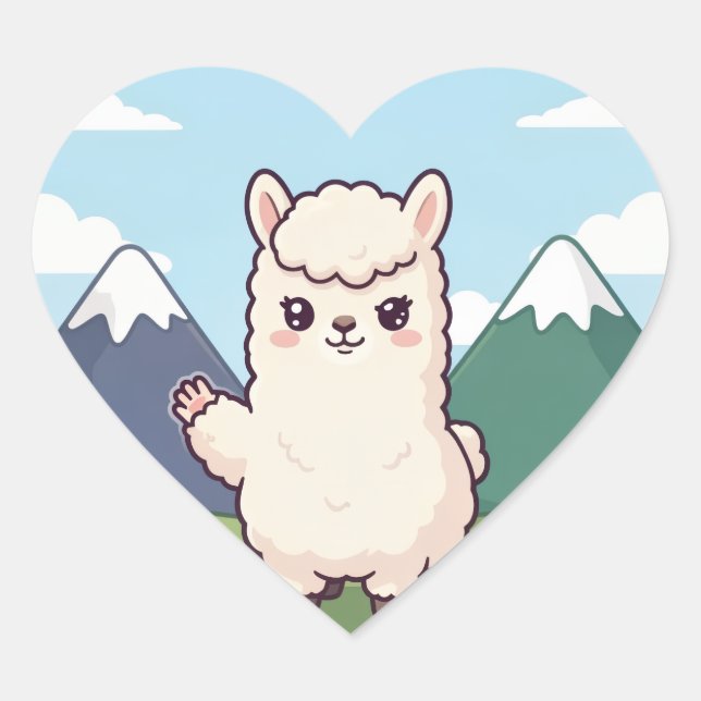 Sticker Cœur Doux lama  (Devant)