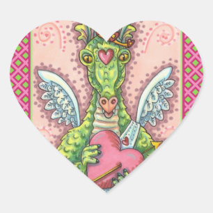 STICKER CŒUR DRAGON CUPIDE, COEUR ET FLÈCHE IMAGINAIRE VALENTIN