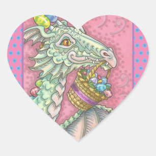 STICKER CŒUR DRAGON DE PÂQUES OEUFS GOUTTE, IMAGINAIRES DE VACA