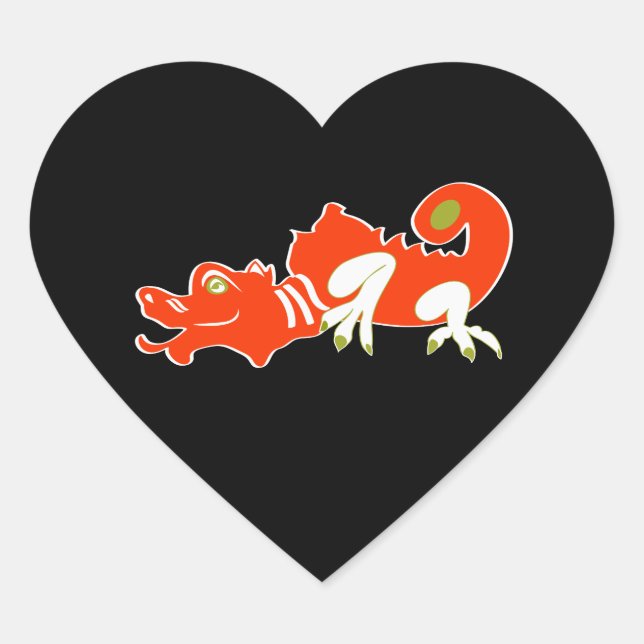 Sticker Cœur Dragon rouge (Devant)