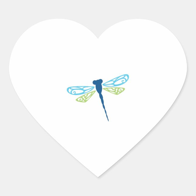 Sticker Cœur Dragonfly bleu et vert (Devant)