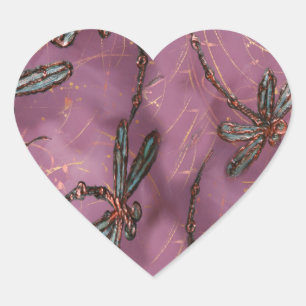 Sticker Cœur Dragonfly Flit Dusky Rose