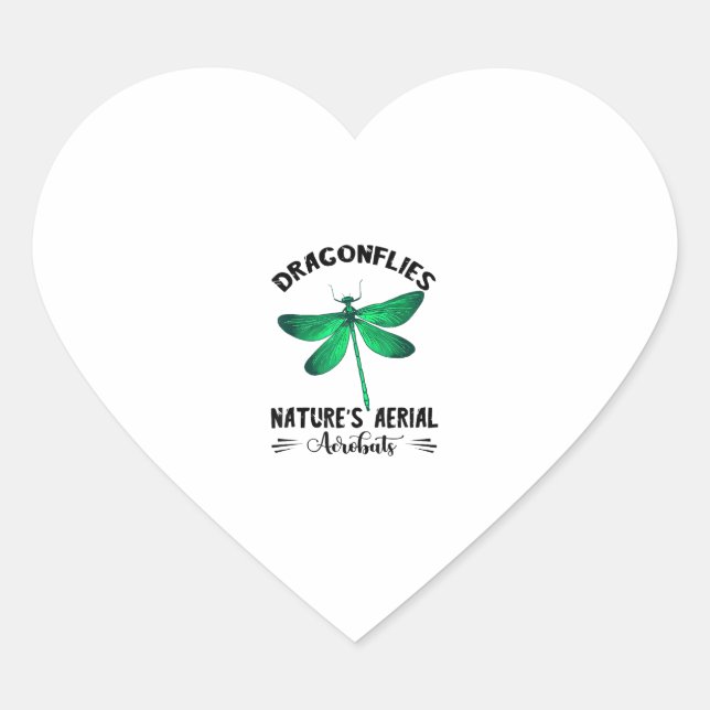Sticker Cœur Dragonfly Nature Insect Nature's Aerial Acrobat Dr (Devant)