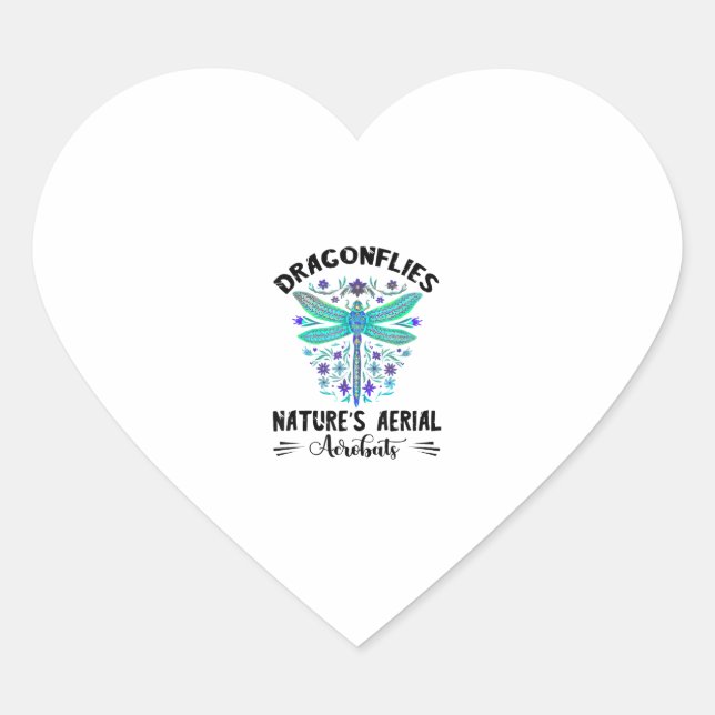 Sticker Cœur Dragonfly Nature Insect Nature's Aerial Acrobat Dr (Devant)