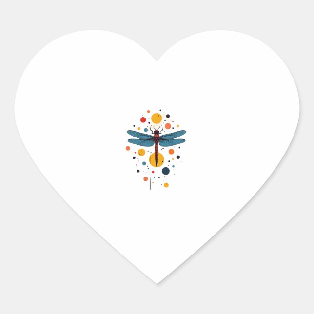 Sticker Cœur Dragonfly Painting Art Animal Abstract Graphic Dra (Devant)