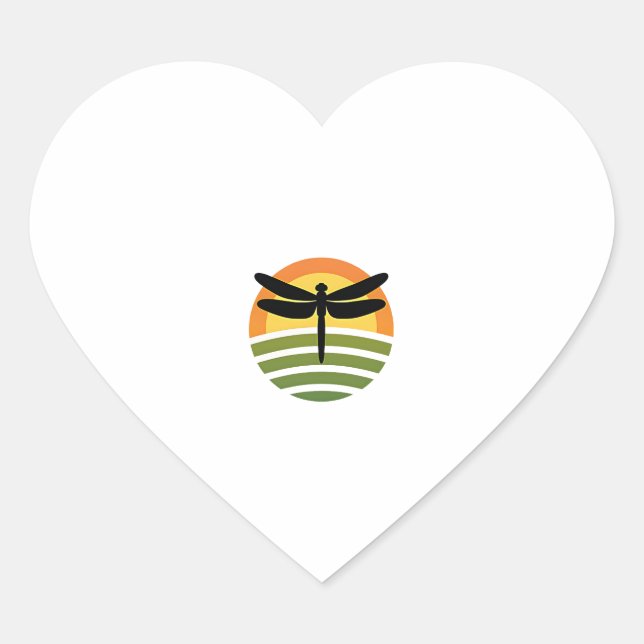 Sticker Cœur Dragonfly Retro (1) (Devant)