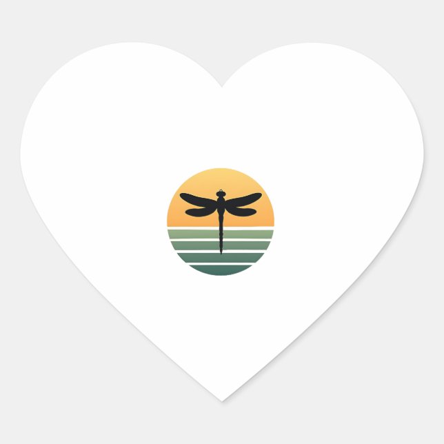 Sticker Cœur Dragonfly Retro (4) (Devant)