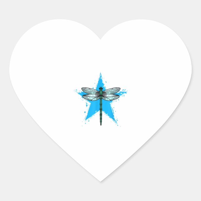 Sticker Cœur Dragonfly Star Design Insect Love Lover Dragonflie (Devant)