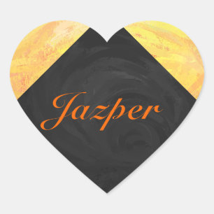 Sticker Cœur Dragons Oeil orange et noir Monogramme