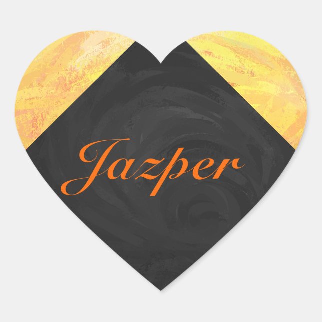 Sticker Cœur Dragons Oeil orange et noir Monogramme (Devant)