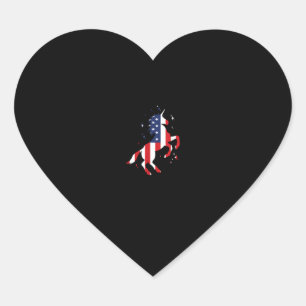 Sticker Cœur Drapeau 4 juillet Patriotique Unicorn USA Pour Fil
