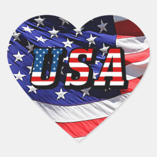 Sticker Cœur Drapeau américain