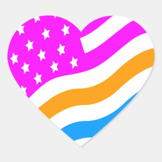 Sticker Cœur Drapeau américain Corey Tiger 80s Neon USA