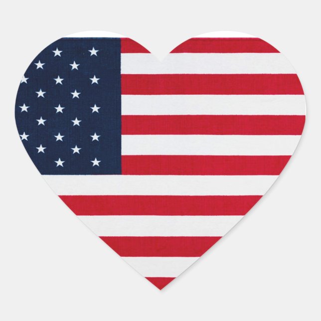 Sticker Cœur Drapeau Américain Dans Le Cœur  (Devant)