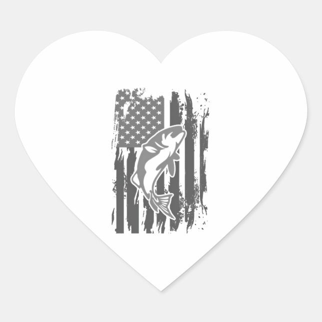 Sticker Cœur Drapeau américain de pêche (Devant)