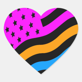 Sticker Cœur Drapeau américain néon Corey Tiger 80s USA