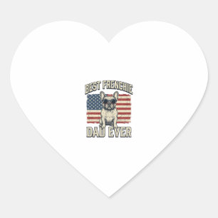 Sticker Cœur Drapeau américain Papa Frenchie Vintage
